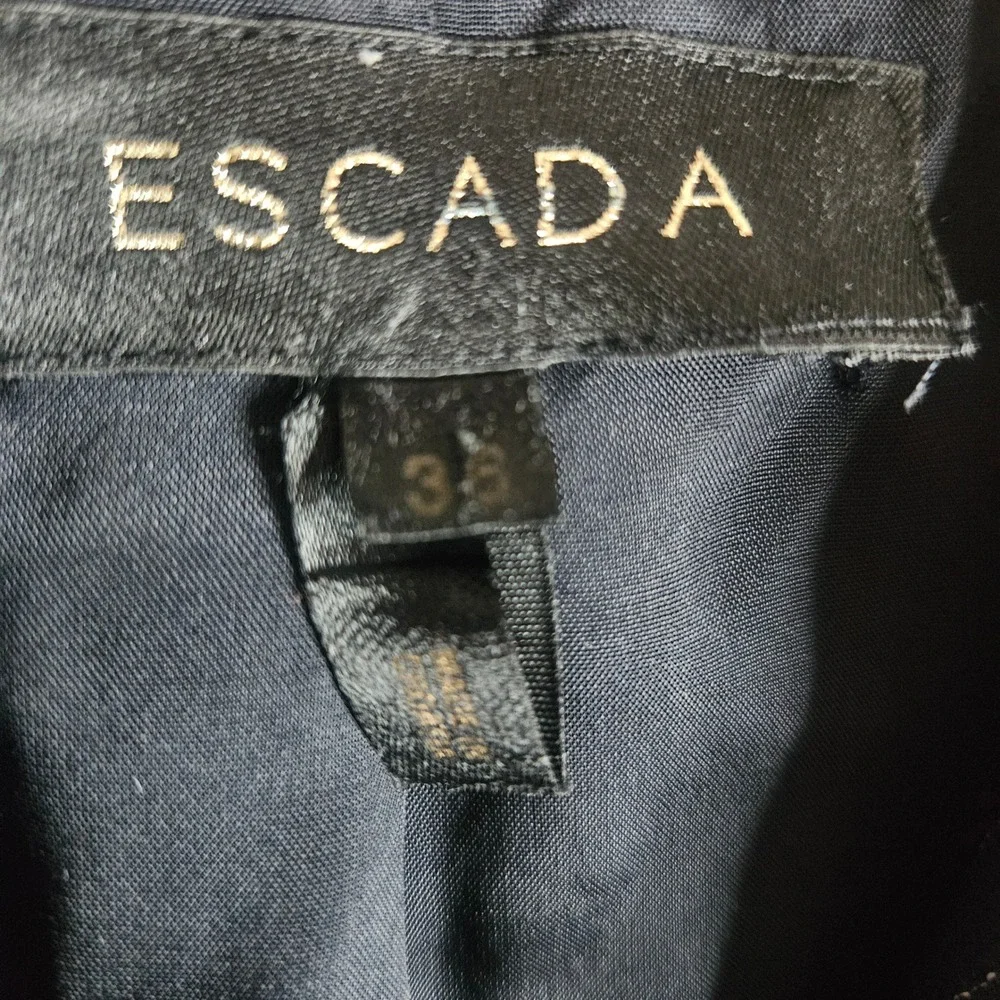 Escada Blazer Black Pinstripe Multi Color Metallic Two Button Jacket Size 38